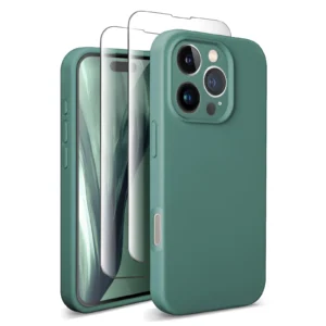 SUW iPhone 16 Pro Case MagSafe Compatible – Silicone Cover with 2 Screen Protectors & Full Camera Protection – Midnight Green